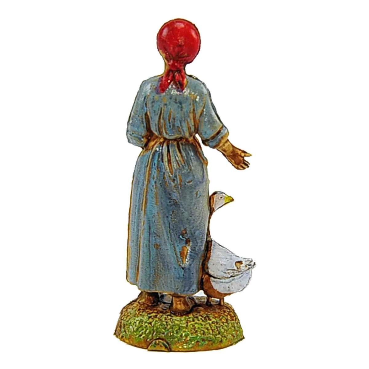 Statua presepe 6 cm donna con oca