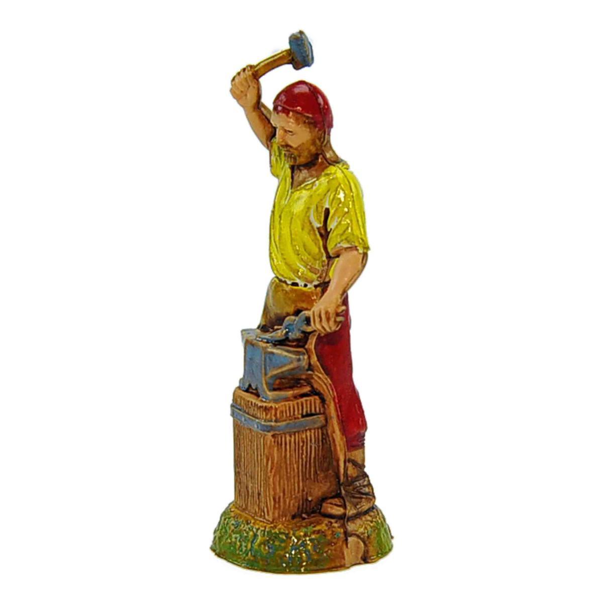 Statua presepe 6 cm fabbro con incudine e martello
