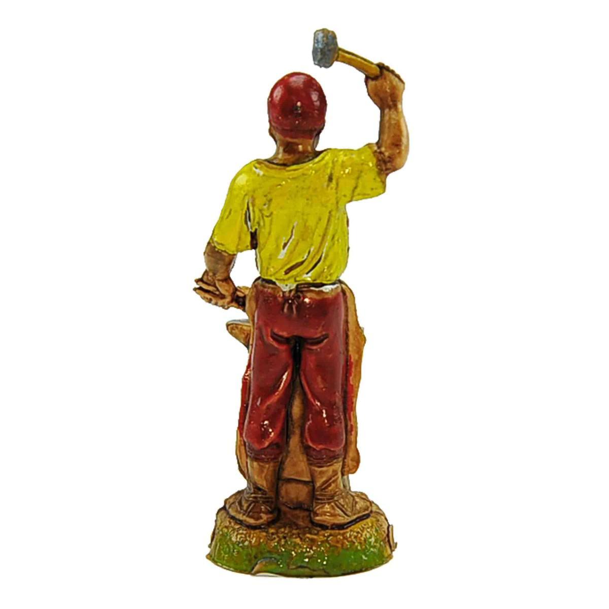 Statua presepe 6 cm fabbro con incudine e martello