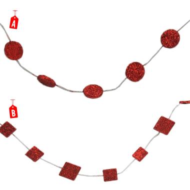 Ghirlanda Forme Geometriche Rossa Glitter mt.2,7 2 Modelli