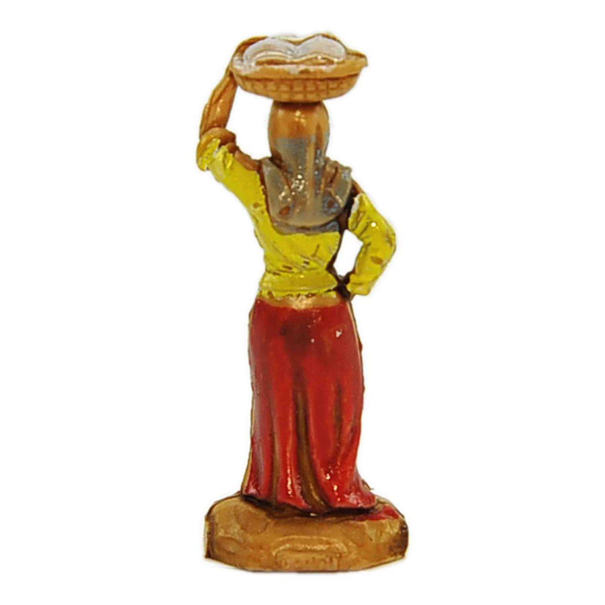 Statua presepe 3,5 cm donna con cesta in testa