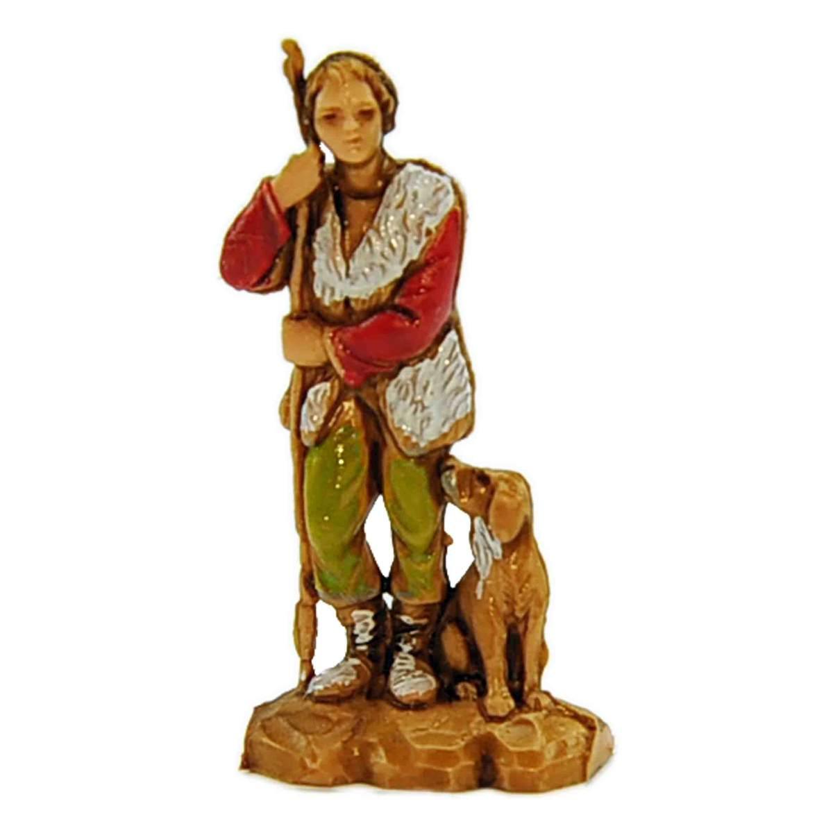 Statua presepe 3,5 cm pastore con cane