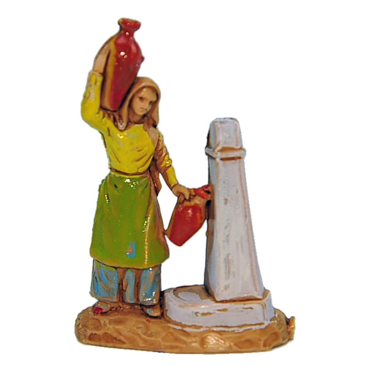 Statua presepe 3,5 cm donna con brocche alla fontana
